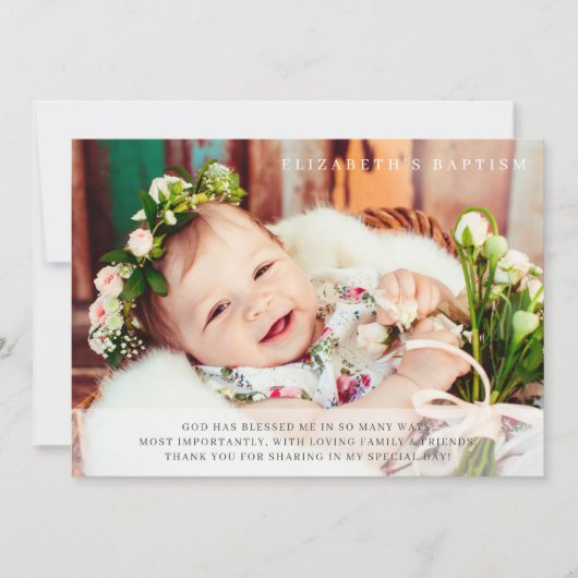 Baptism Simple Moderne Chic-foto Bedankkaart (Voorkant)