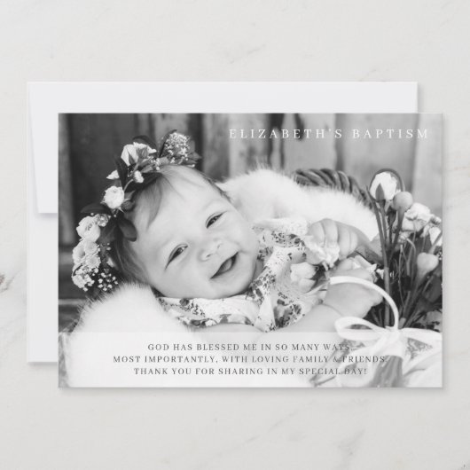 Baptism Simple Moderne Chic-foto Bedankkaart (Voorkant)