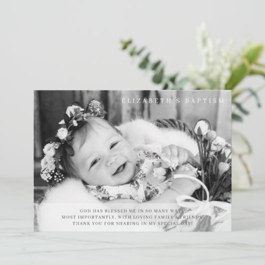 Baptism Simple Moderne Chic-foto Bedankkaart (Staand voorkant)