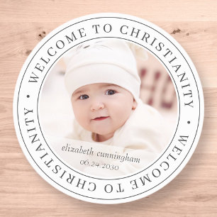 Baptism Simple Welcome to Christianity Foto Ronde Sticker