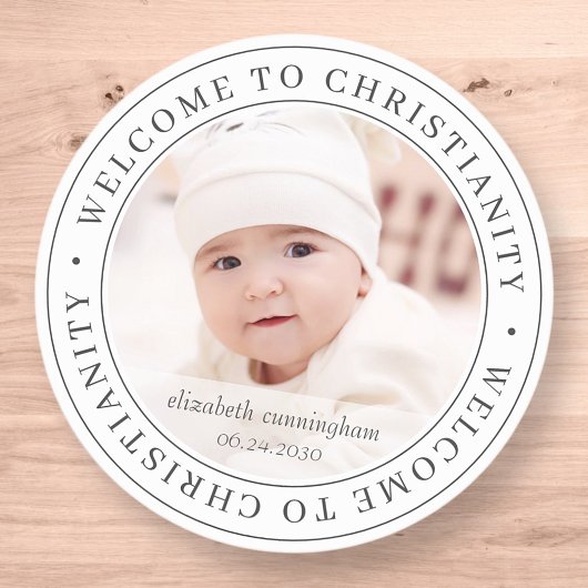 Baptism Simple Welcome to Christianity Foto Ronde Sticker
