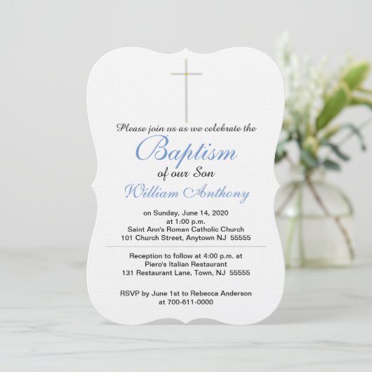 Baptism Son Cross Blue Kaart (Staand voorkant)
