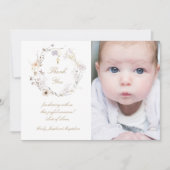 Baptism thank you  wildflowers wreath invitation kaart (Voorkant)