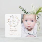 Baptism thank you  wildflowers wreath invitation kaart (Staand voorkant)