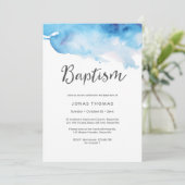 Baptism-uitnodiging | blauwe waterverf kaart (Staand voorkant)