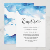 Baptism-uitnodiging | blauwe waterverf kaart (Voorkant / Achterkant)