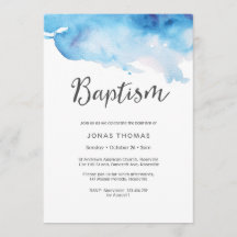 Baptism-uitnodiging | blauwe waterverf