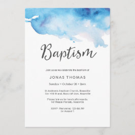 Baptism-uitnodiging | blauwe waterverf kaart
