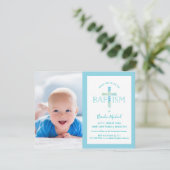 Baptism Uitnodiging - Jongen's Foto uitnodigen (Staand voorkant)