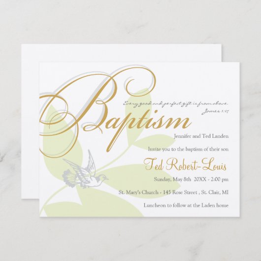 Baptism-uitnodiging Kaart (Voorkant / Achterkant)