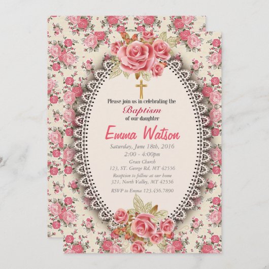 Baptism-uitnodiging Kaart (Voorkant / Achterkant)