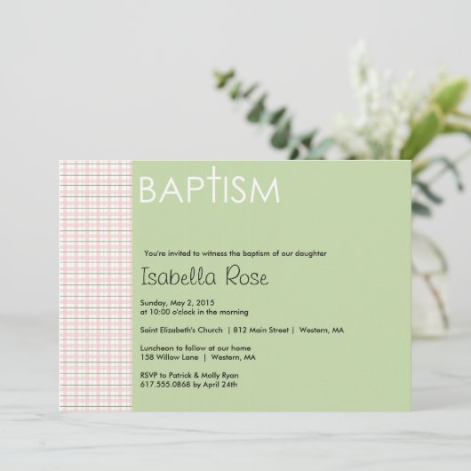 Baptism-uitnodiging Kaart (Staand voorkant)