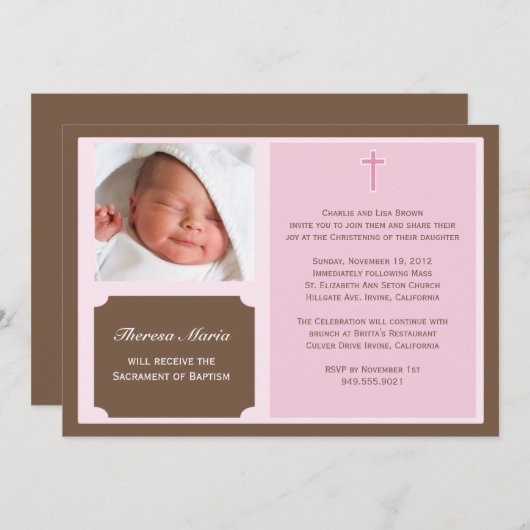 Baptism-uitnodiging Kaart (Voorkant / Achterkant)