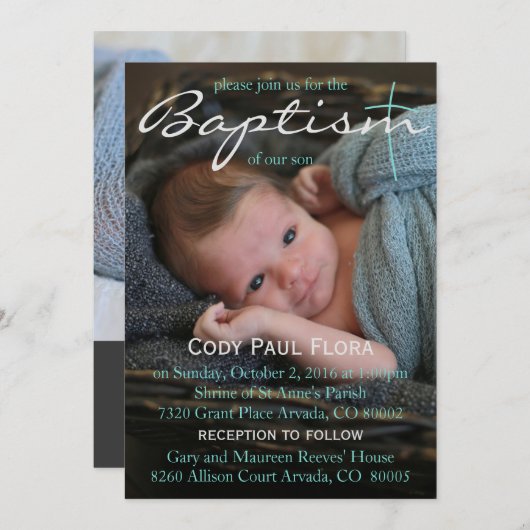 Baptism-uitnodiging Kaart (Voorkant / Achterkant)