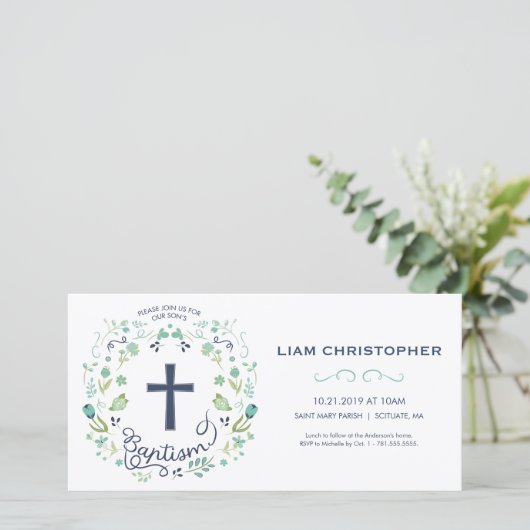 Baptism Uitnodiging Kaart - Uitnodiging w/ Aangepa (Staand voorkant)