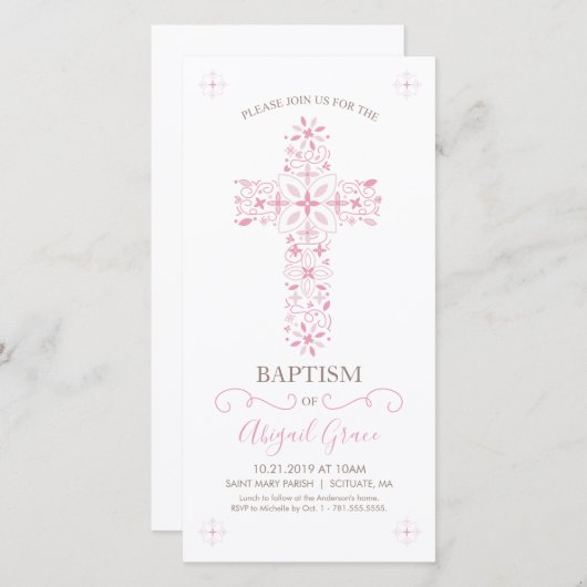 Baptism Uitnodiging - Meisjes aangepaste uitnodigi (Voorkant / Achterkant)
