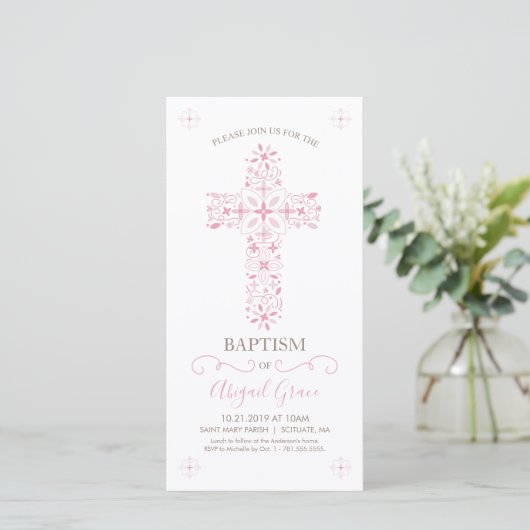 Baptism Uitnodiging - Meisjes aangepaste uitnodigi (Staand voorkant)