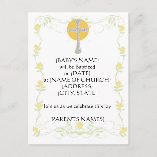 Baptism-uitnodiging Uitnodiging Briefkaart (Voorkant)