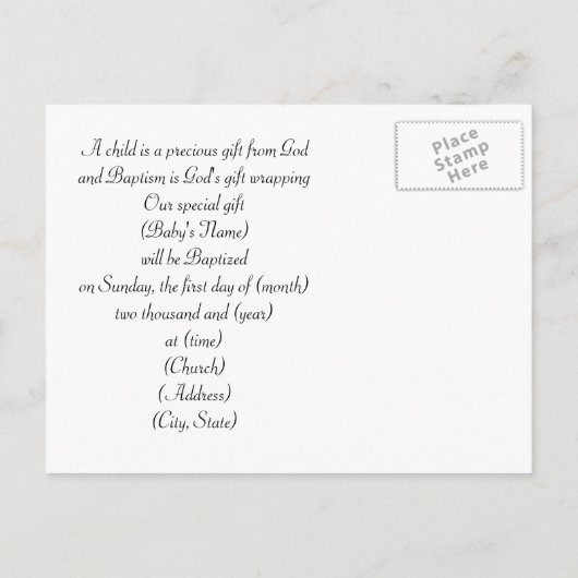 Baptism-uitnodiging Uitnodiging Briefkaart (Achterkant)