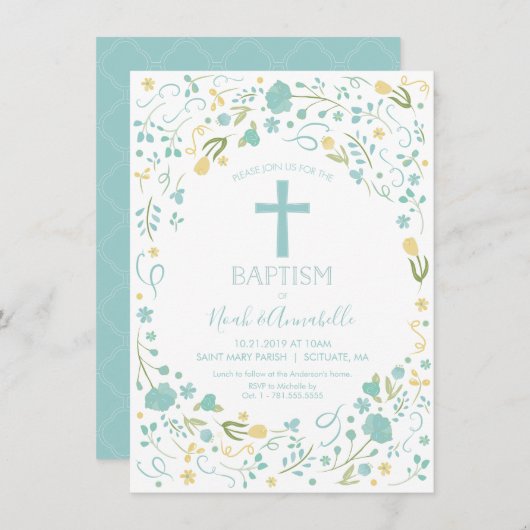 Baptism Uitnodiging voor Jongen en/of Meisje met k (Voorkant / Achterkant)