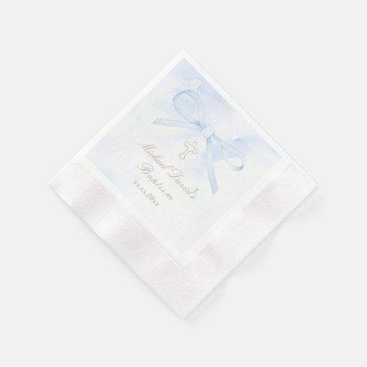 Baptism watercolor blue bow servet (Hoek)