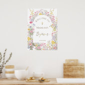 Baptism watercolor meadow flowers welcome poster (Keuken)