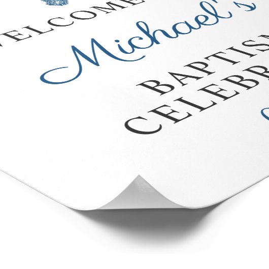 Baptism Welkomstteken Blauw Hydrangea Floral Poster (Hoek)