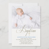 Baptism White Photo Invitation Kaart (Voorkant)