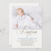 Baptism White Photo Invitation Kaart (Voorkant / Achterkant)