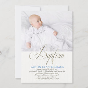 Baptism White Photo Invitation Kaart