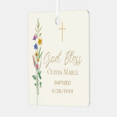 Baptism Wildflower Custom Photo Ceramic Metalen Ornament (Voorkant links)