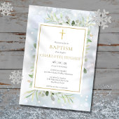Baptism Winter Snowflakes Waterverf Greenery Kaart