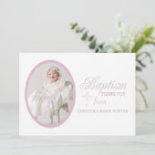 Baptism Word Roze foto Hartelijk dank Bedankkaart (Staand voorkant)