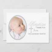 Baptism Word Silver Foto Dank u Notecard Bedankkaart (Voorkant)