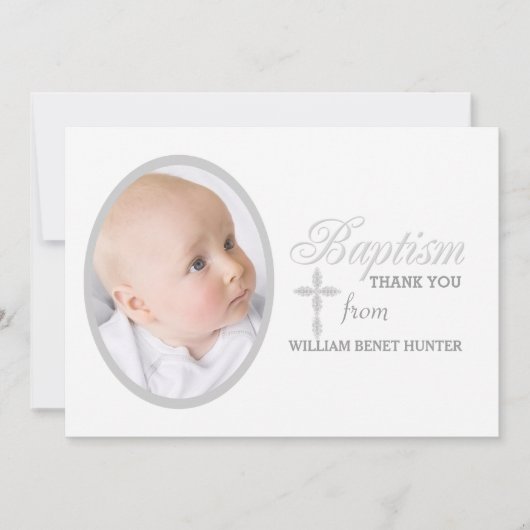 Baptism Word Silver Foto Dank u Notecard Bedankkaart (Voorkant)