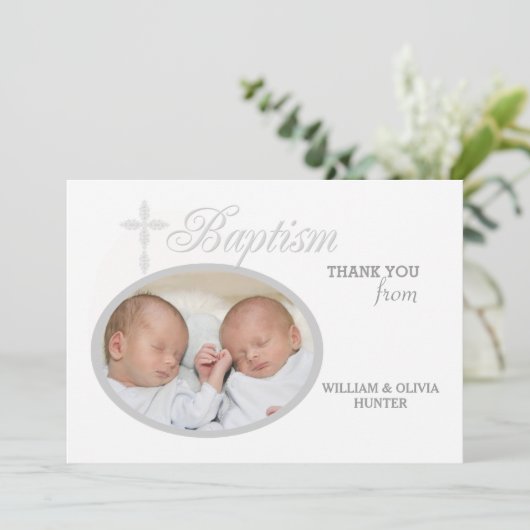 Baptism Word Silver Foto: Notecard #2 Kaart (Staand voorkant)