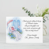 Baptismal Baby Blue Flowers Bedankkaart (Staand voorkant)
