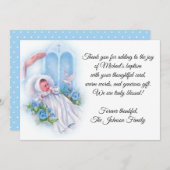Baptismal Baby Blue Flowers Bedankkaart (Voorkant / Achterkant)