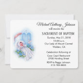 Baptismal Baby Boy Blauwe Bloemen Uitnodiging (Voorkant)