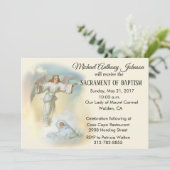Baptismal Baby Boy Guardian Angel Uitnodiging (Staand voorkant)