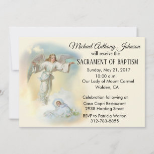 Baptismal Baby Boy Guardian Angel Uitnodiging