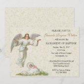 Baptismal Baby Girl Angel  uitnodiging (Voorkant / Achterkant)