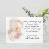 Baptismal Baby Girl Pink Flowers Hartelijk dank Bedankkaart (Staand voorkant)