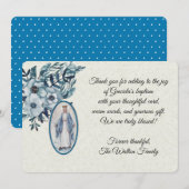 Baptismal Baby Virgin Mary Blue Flowers Invitation Kaart (Voorkant / Achterkant)