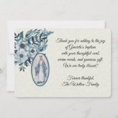 Baptismal Baby Virgin Mary Blue Flowers Invitation Kaart (Voorkant)