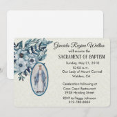 Baptismal Baby Virgin Mary Blue Flowers Invitation Kaart (Voorkant / Achterkant)
