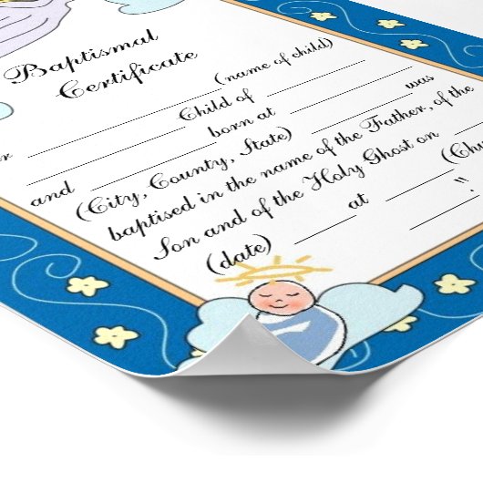 Baptismal certificaat poster (Hoek)