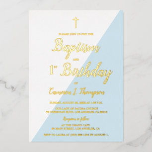 Baptisme 1e verjaardag Uitnodiging Blauw Goud Krui