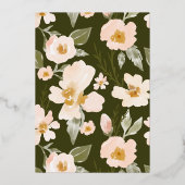 Baptisme & 1St Birthday Elegant Waterverf Florals Folie Uitnodiging (Achterkant)