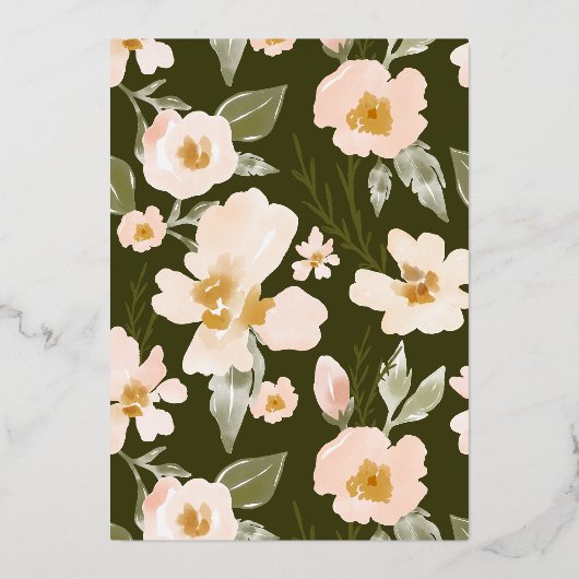 Baptisme & 1St Birthday Elegant Waterverf Florals Folie Uitnodiging (Achterkant)